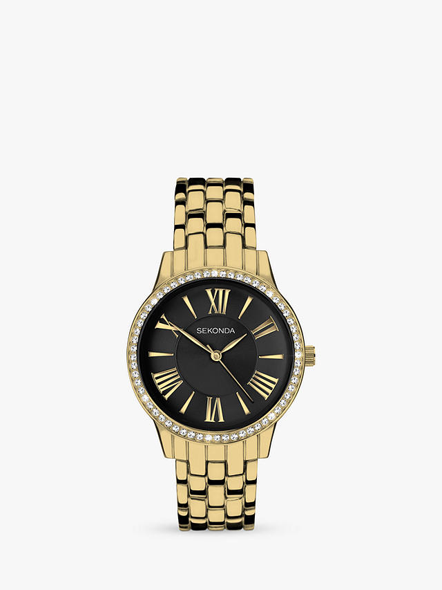 Sekonda 40561 Women's Crystal Bezel Bracelet Strap Watch, Gold