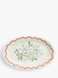 John Lewis Flora Holly Fine China Oval Platter, 31cm, Red/Multi