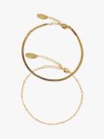 Orelia Satellite & Flat Curb Bracelet Set, Pack of 2, Pale Gold