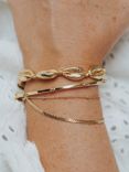 Orelia Satellite & Flat Curb Bracelet Set, Pack of 2, Pale Gold