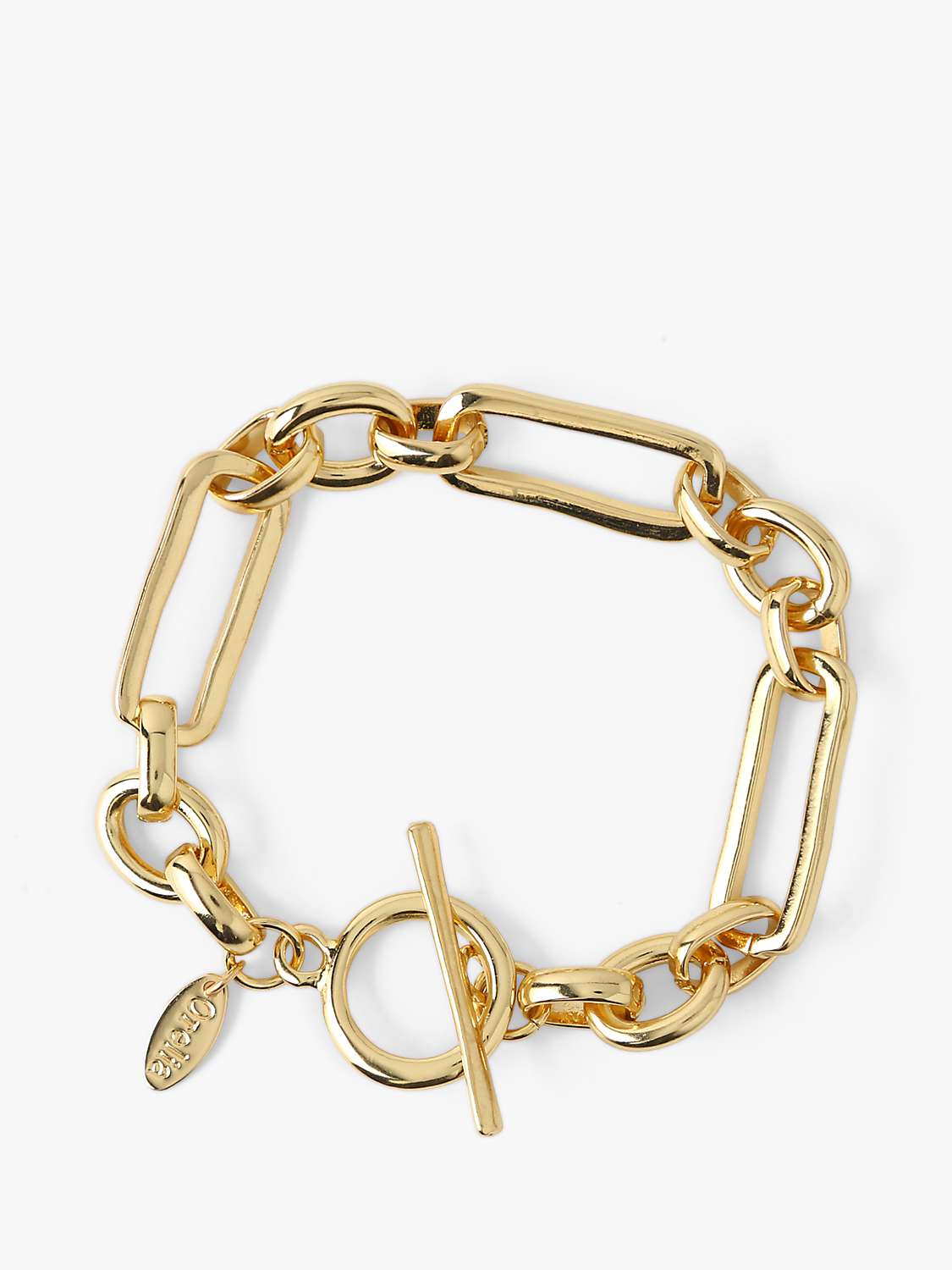 Orelia Rectangular Link T-Bar Bracelet, Pale Gold at John Lewis & Partners