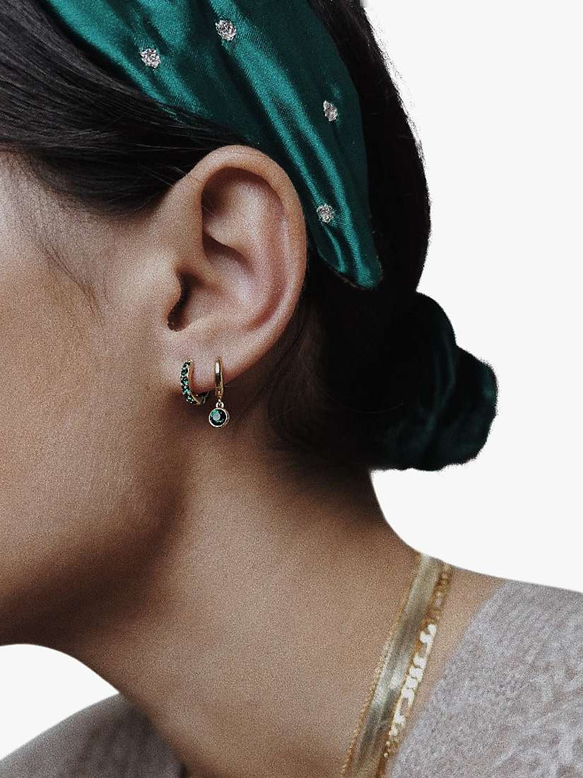 Buy Orelia Swarovski Emerald Pave Huggie Hoop Earrings Online at johnlewis.com