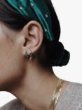Orelia Swarovski Emerald Pave Huggie Hoop Earrings