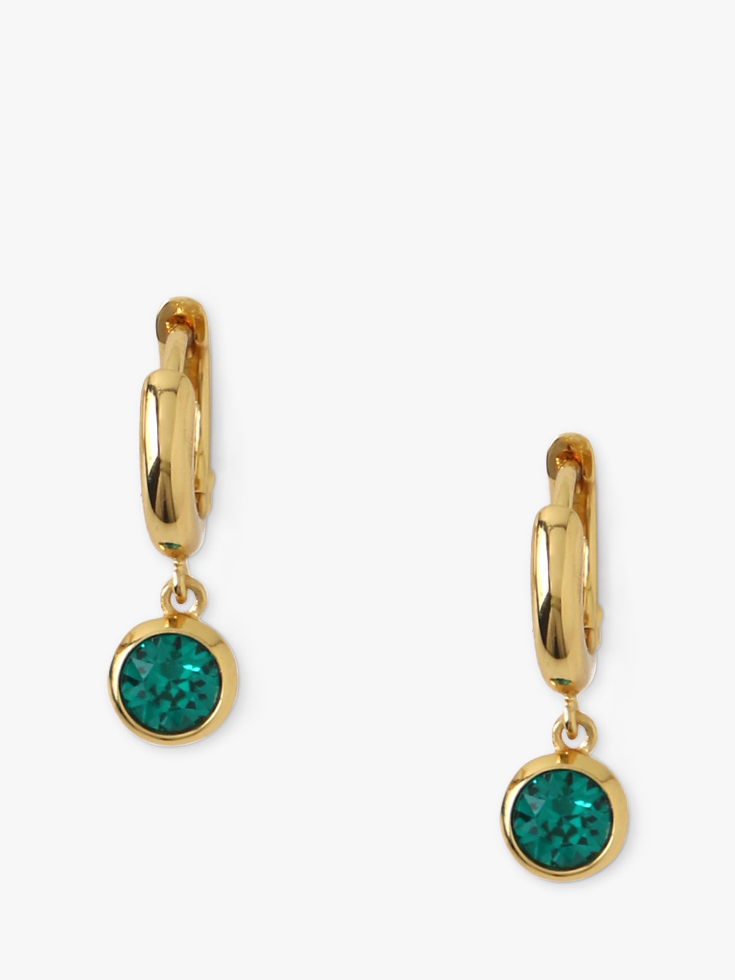 Orelia Swarovski Emerald Drop Huggie Hoop Earrings, Pale Gold