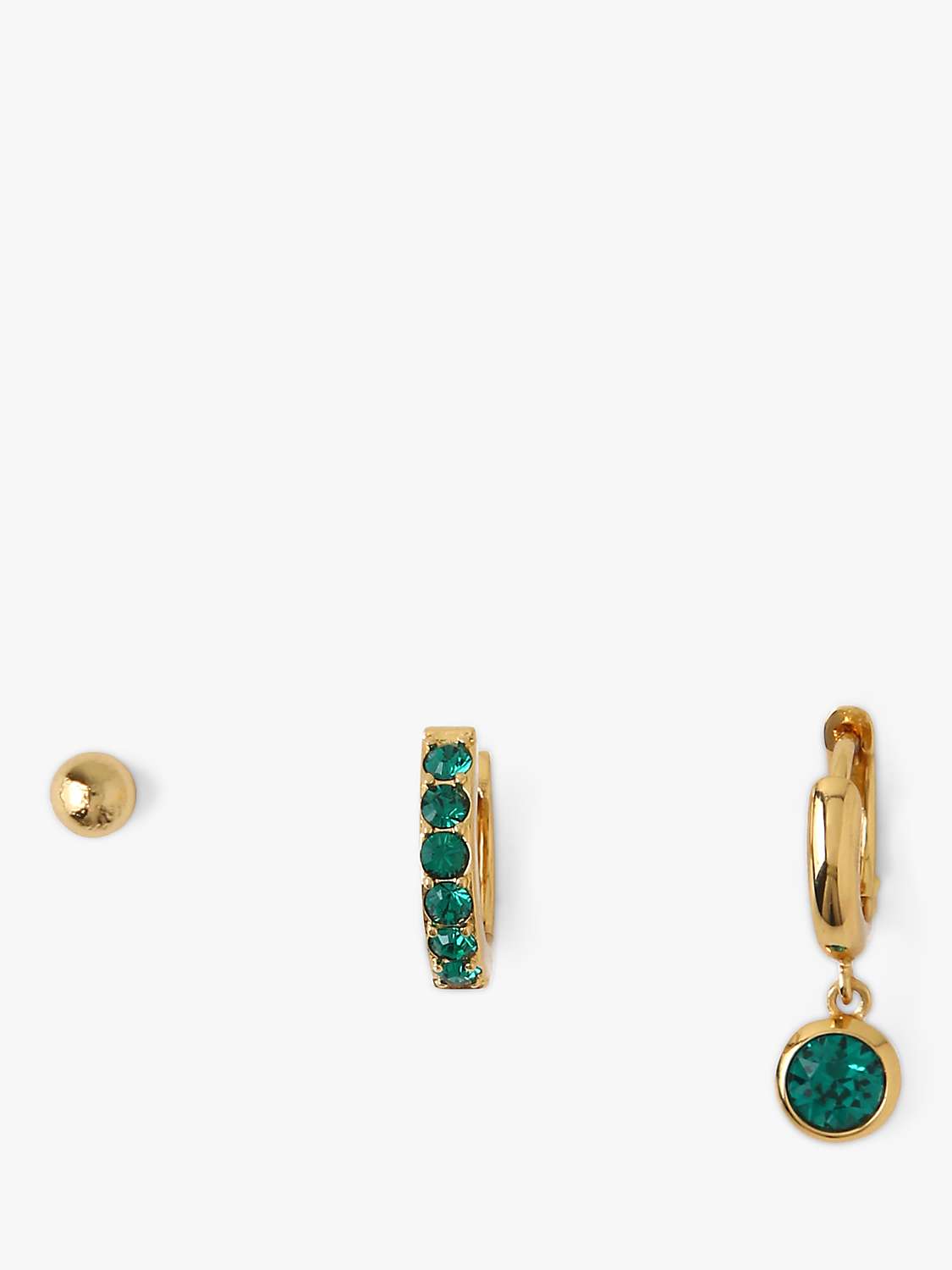 Buy Orelia Swarovski Emerald Ear Party Earrings, Pack of 3, Pale Gold Online at johnlewis.com