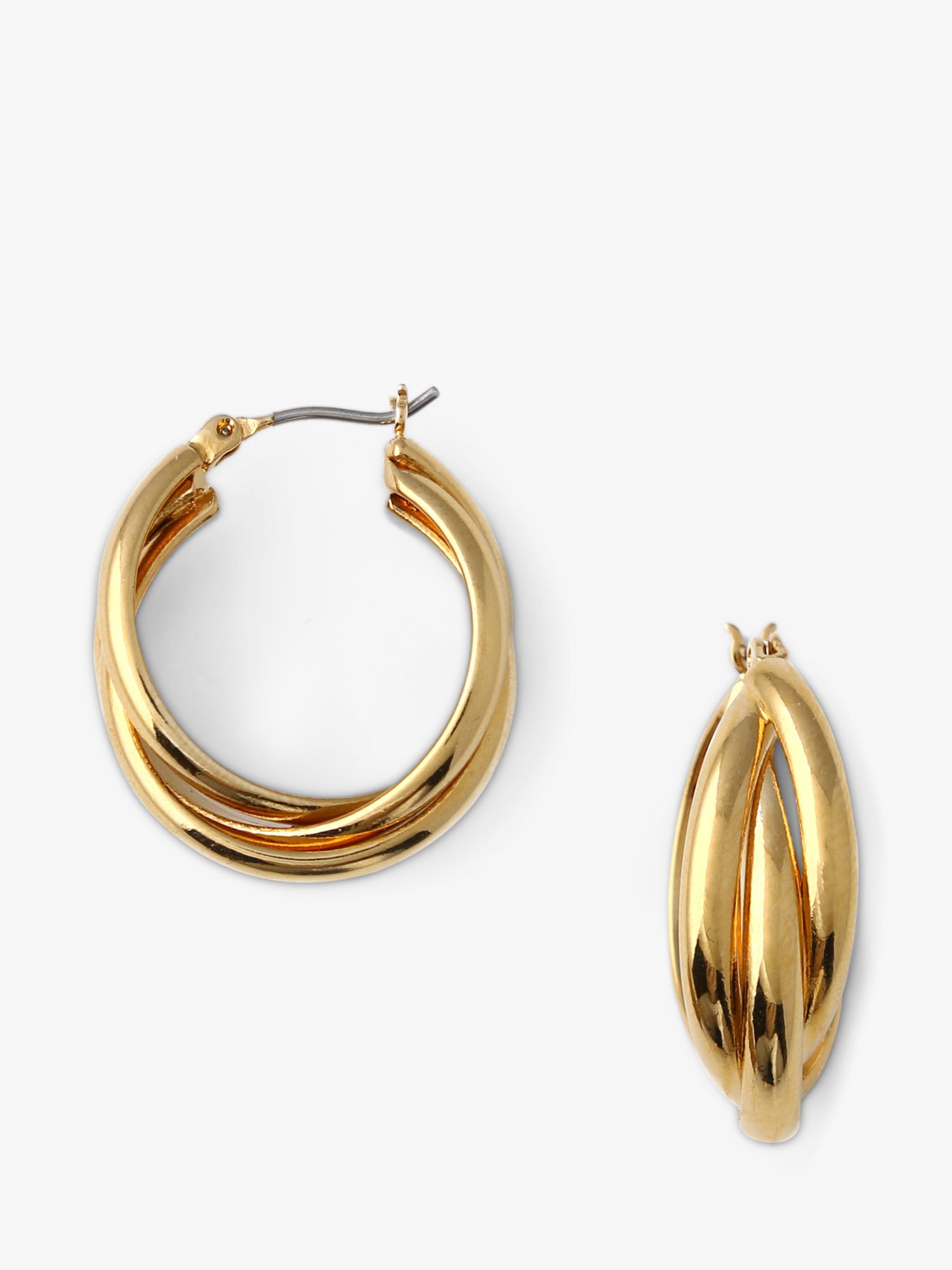 Orelia Interlocking Hoop Earrings, Pale Gold