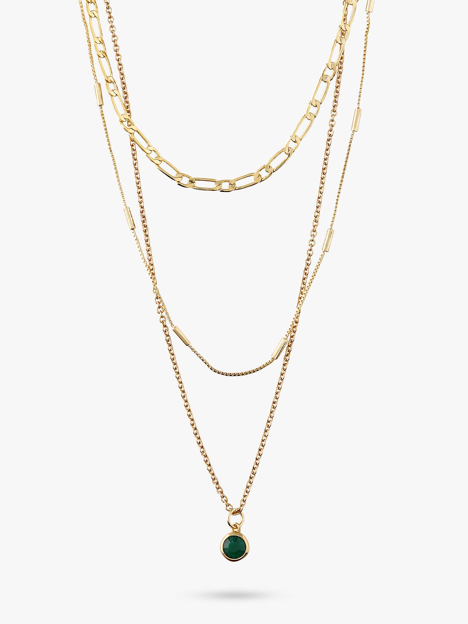 Buy Orelia Swarovski Drop Emerald 3-Row Necklace, Pale Gold Online at johnlewis.com
