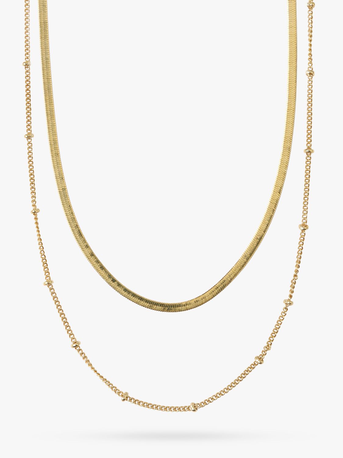 Orelia Satellite & Snake Layered Chain Necklace, Pale Gold