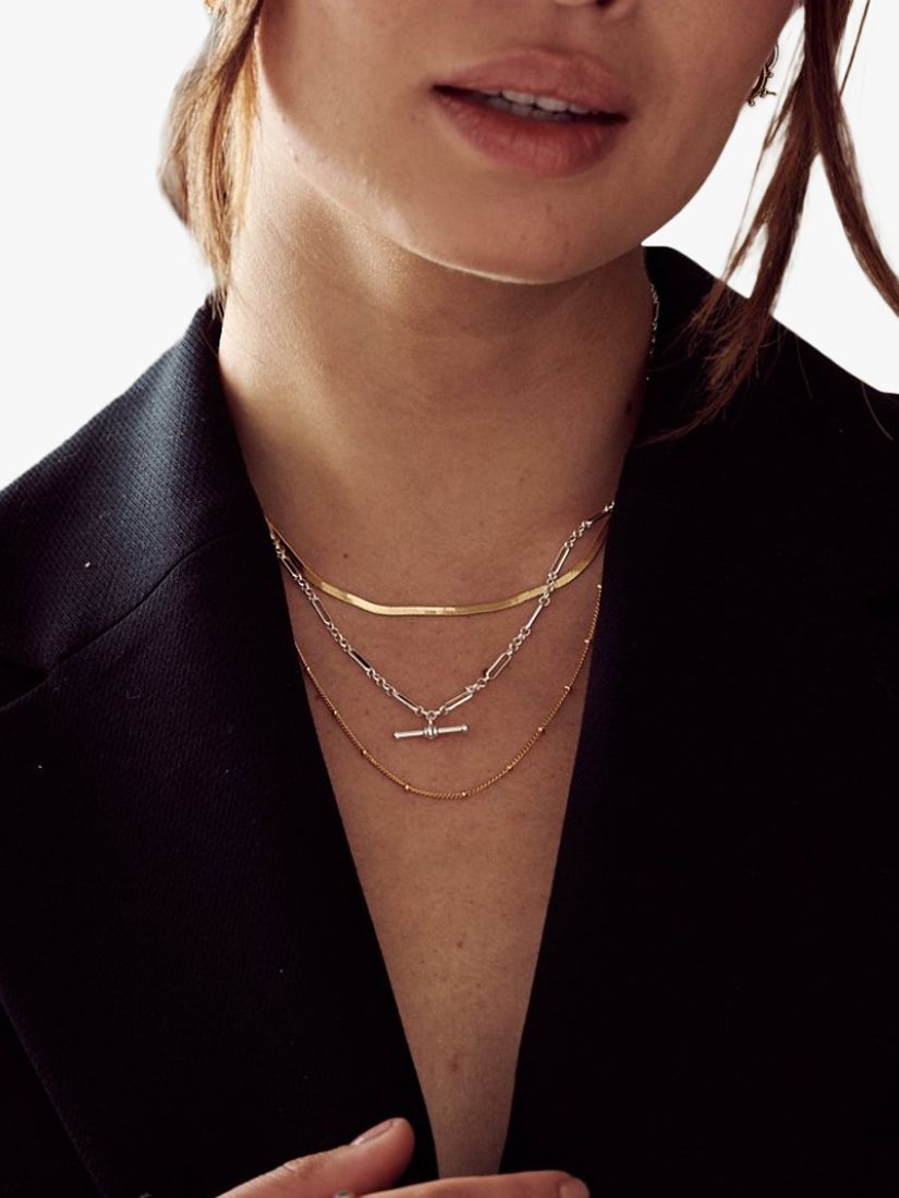 Orelia Satellite & Snake Layered Chain Necklace, Pale Gold