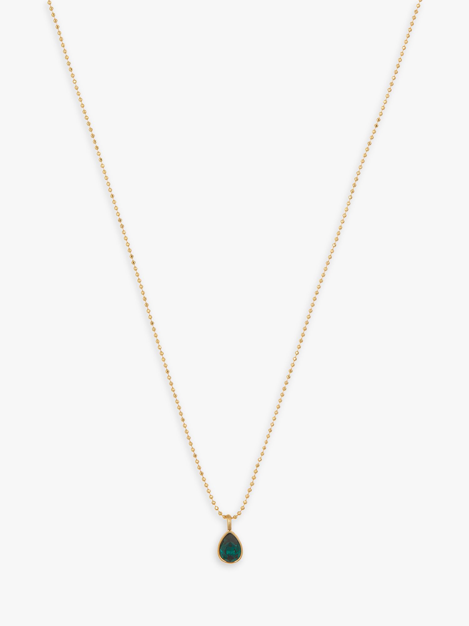 Orelia Swarovski Emerald Teardrop Ballchain Necklace, Gold at John ...