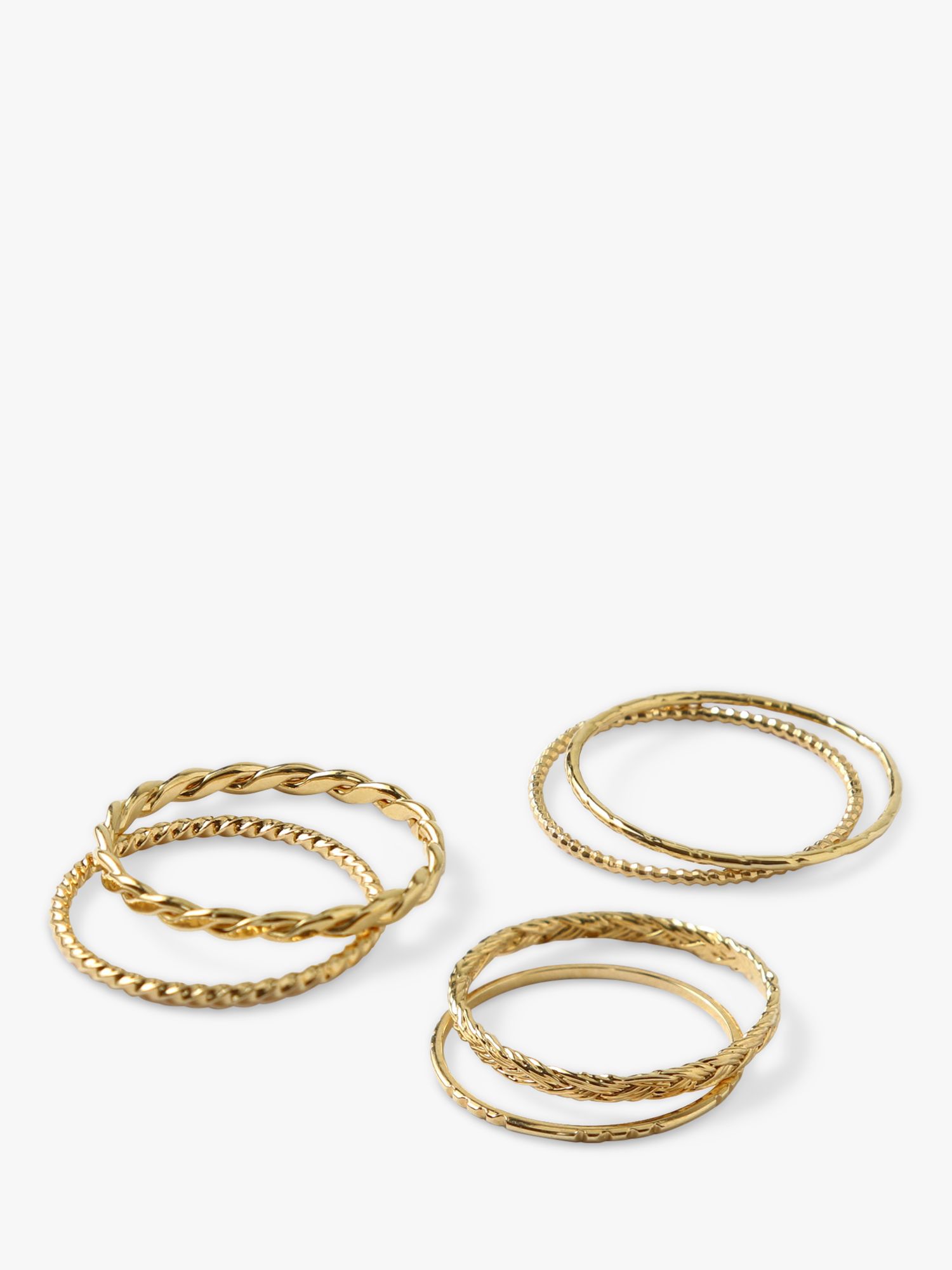 Orelia Mixed Stacking Rings, Pack of 6, Pale Gold at John Lewis & Partners