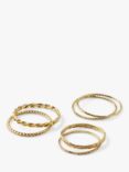 Orelia Mixed Stacking Rings, Pack of 6, Pale Gold