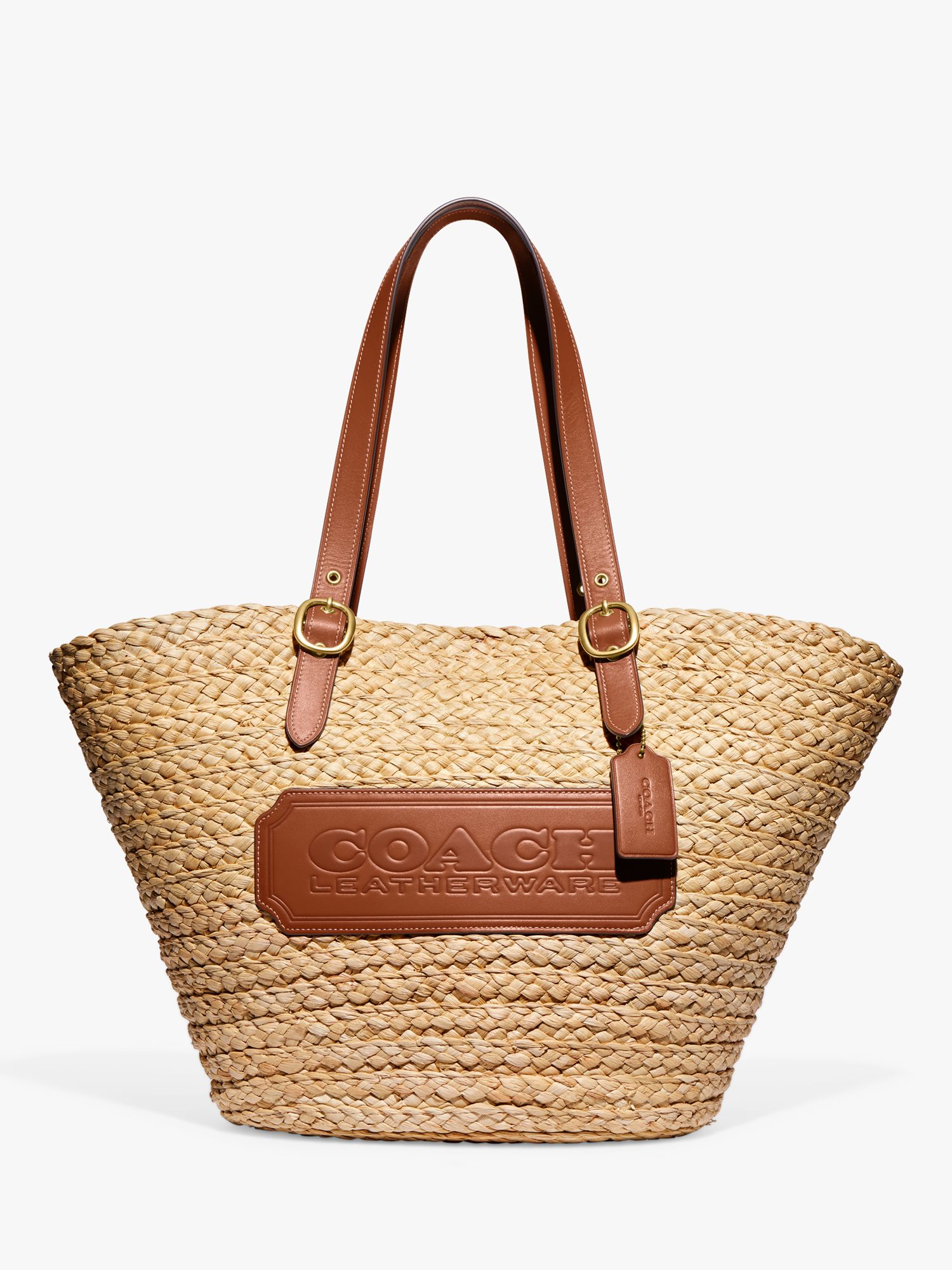 COACH Straw Basket Tote Bag in Natural
