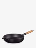 Le Creuset Cast Iron Signature Saute Pan with Wood Handle, 28cm, Satin Black