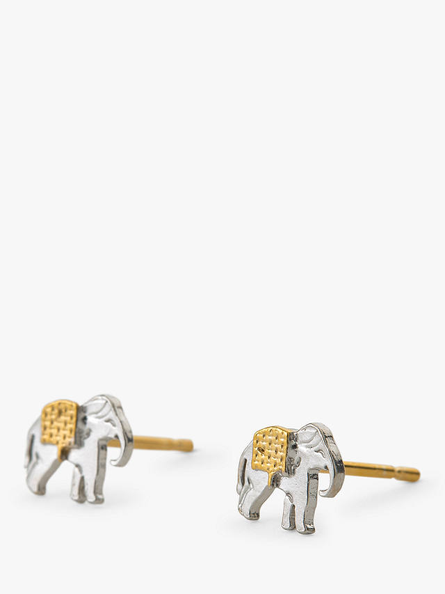Alex Monroe Miniature Elephant Stud Earrings, Gold/Silver