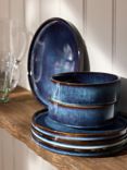 John Lewis Romy Speckle Glaze Stoneware Dinnerware Set, 12 Piece, Blue Indigo
