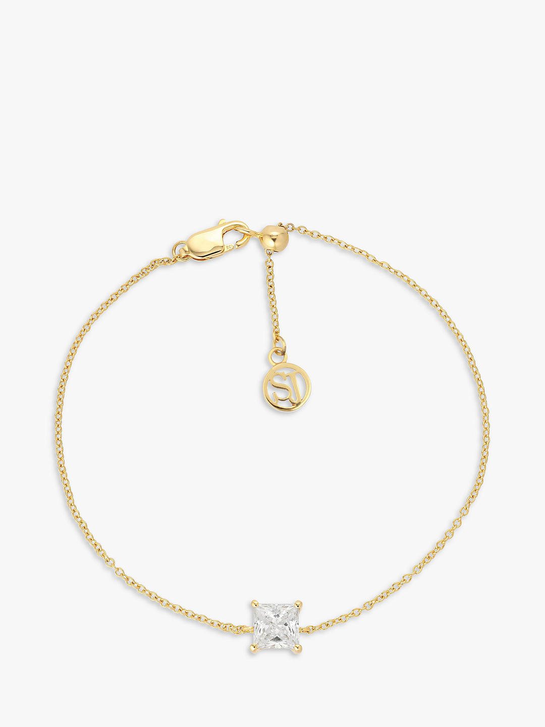 Sif Jakobs Jewellery Ellera Quadrato 18k Gold Plated White Zirconia Bracelet, Gold