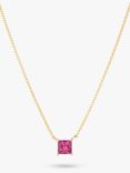 Sif Jakobs Jewellery Ellera Quadrato 18ct Gold Plated Cubic Zirconia Necklace, Gold/Pink