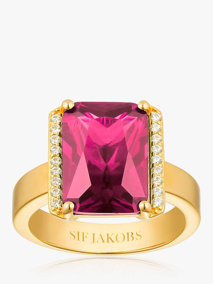 Buy Sif Jakobs Jewellery Roccanova Altro Grande Emerald Cut Zirconia Statement Ring, Gold/Red Online at johnlewis.com