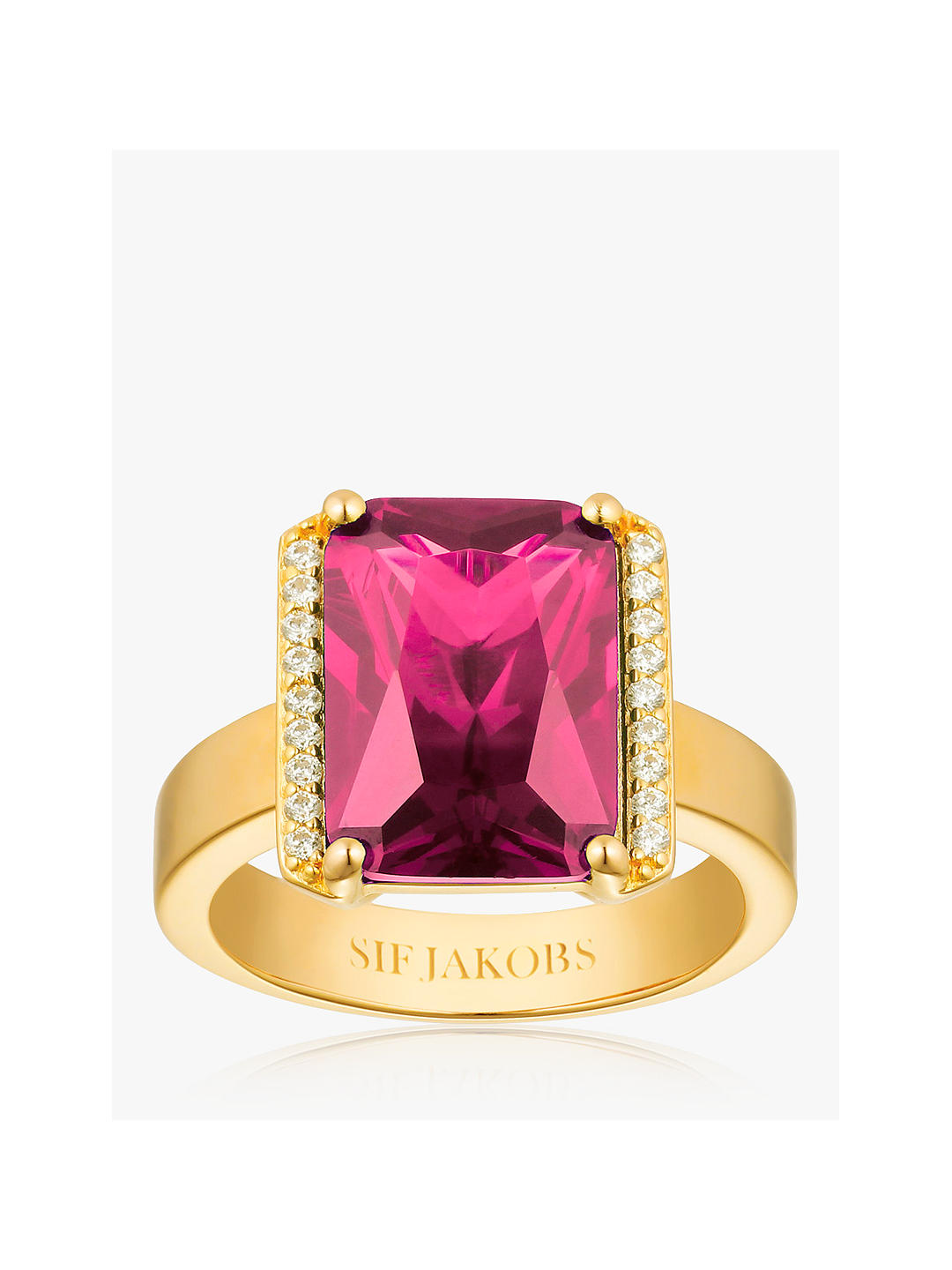 Sif Jakobs Jewellery Roccanova Altro Grande Emerald Cut Zirconia Statement Ring, Gold/Red