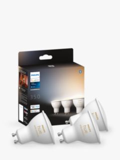 Philips Hue White Ambiance Wireless Lighting LED Light Bulb with Bluetooth, 4.3W GU10 Bulb, Pack of 3