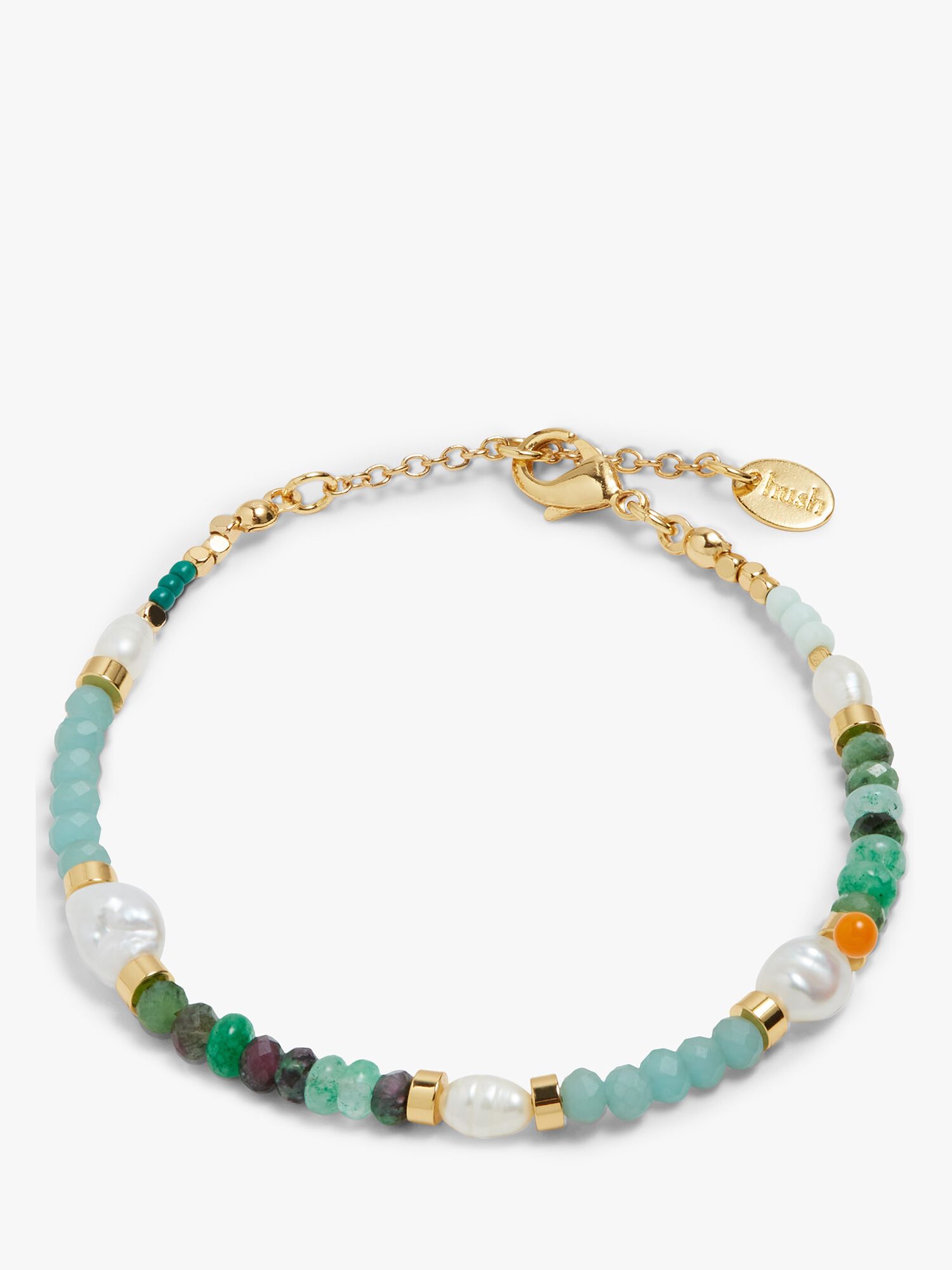 HUSH Azalea Semi Precious Beaded Bracelet, Gold/Multi