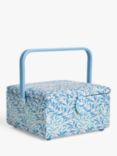 John Lewis William Morris Willow Bough Square Lid Sewing Basket, Blue