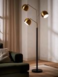 John Lewis Hector 3 Arm Floor Lamp, Antique Brass/Black