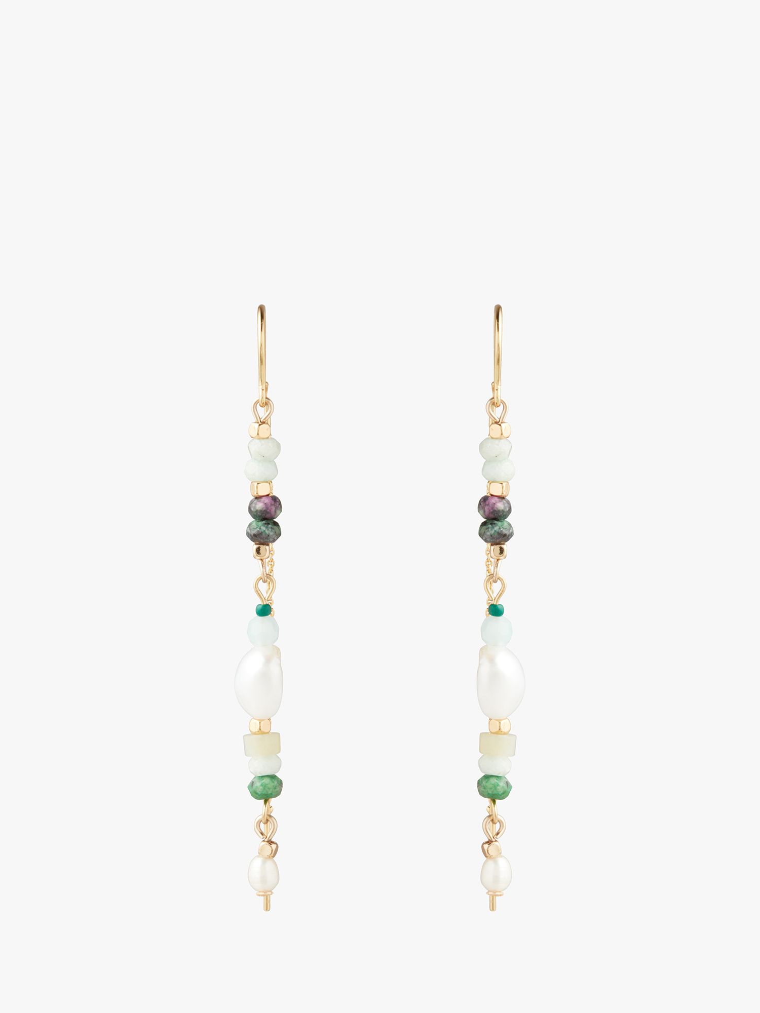 Buy HUSH Azalea Semi Precious Beaded Drop Earrings, Gold/Green Online at johnlewis.com