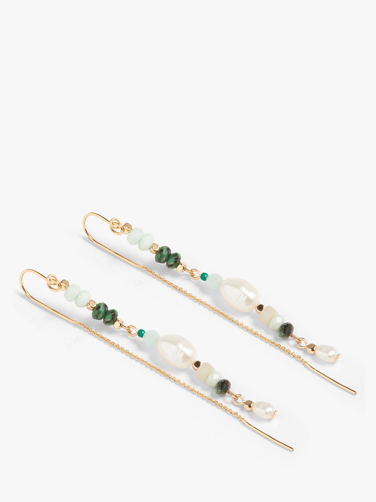 Buy HUSH Azalea Semi Precious Beaded Drop Earrings, Gold/Green Online at johnlewis.com