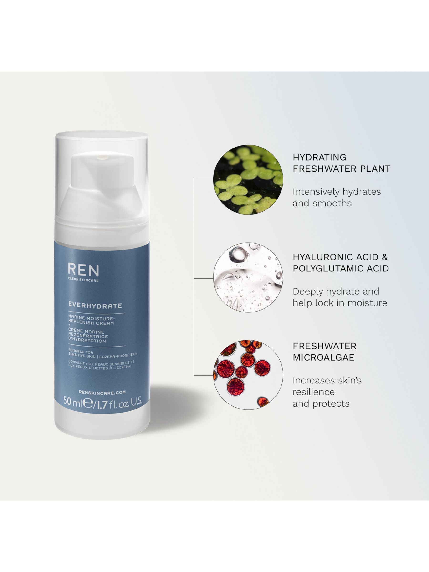 REN Clean Skincare EverHydrate Marine Moisture Replenish Cream, 50ml 4