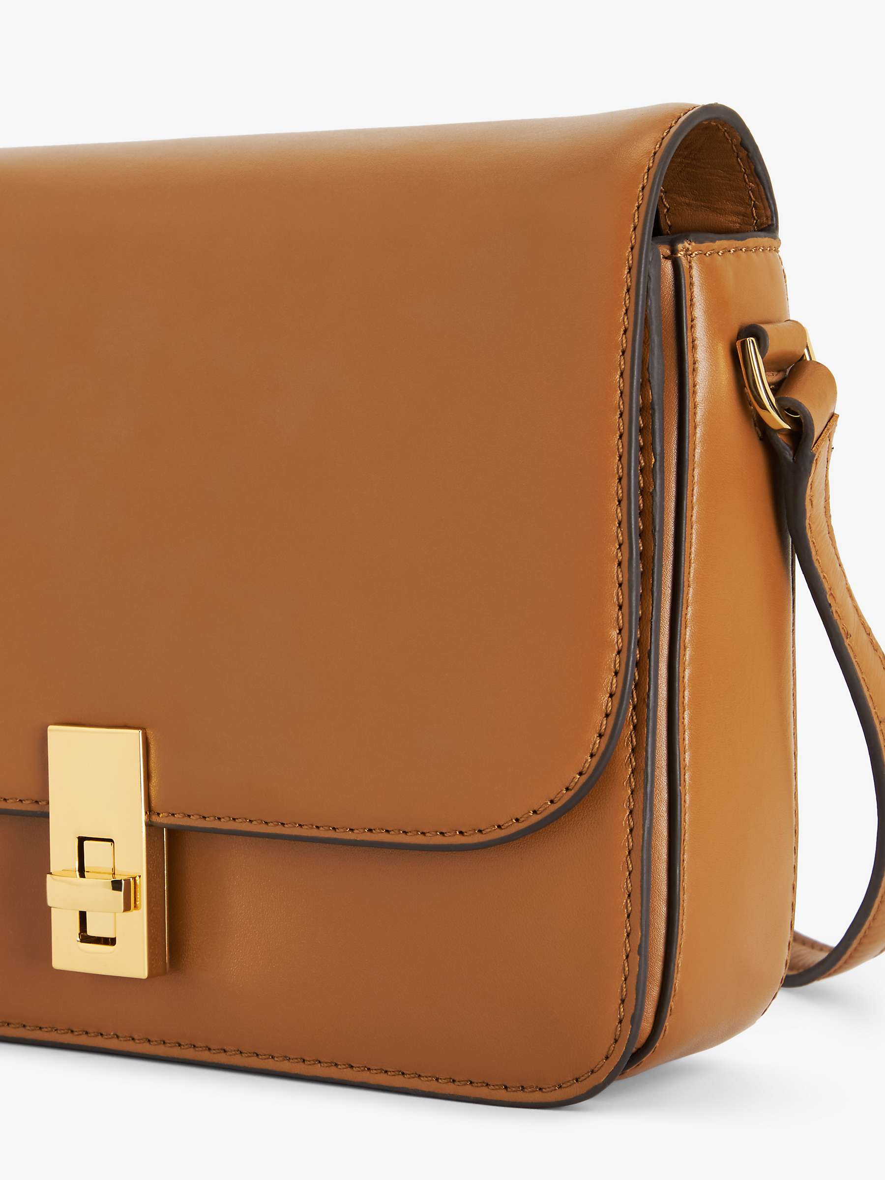 Tan Leather Box Crossbody Bag