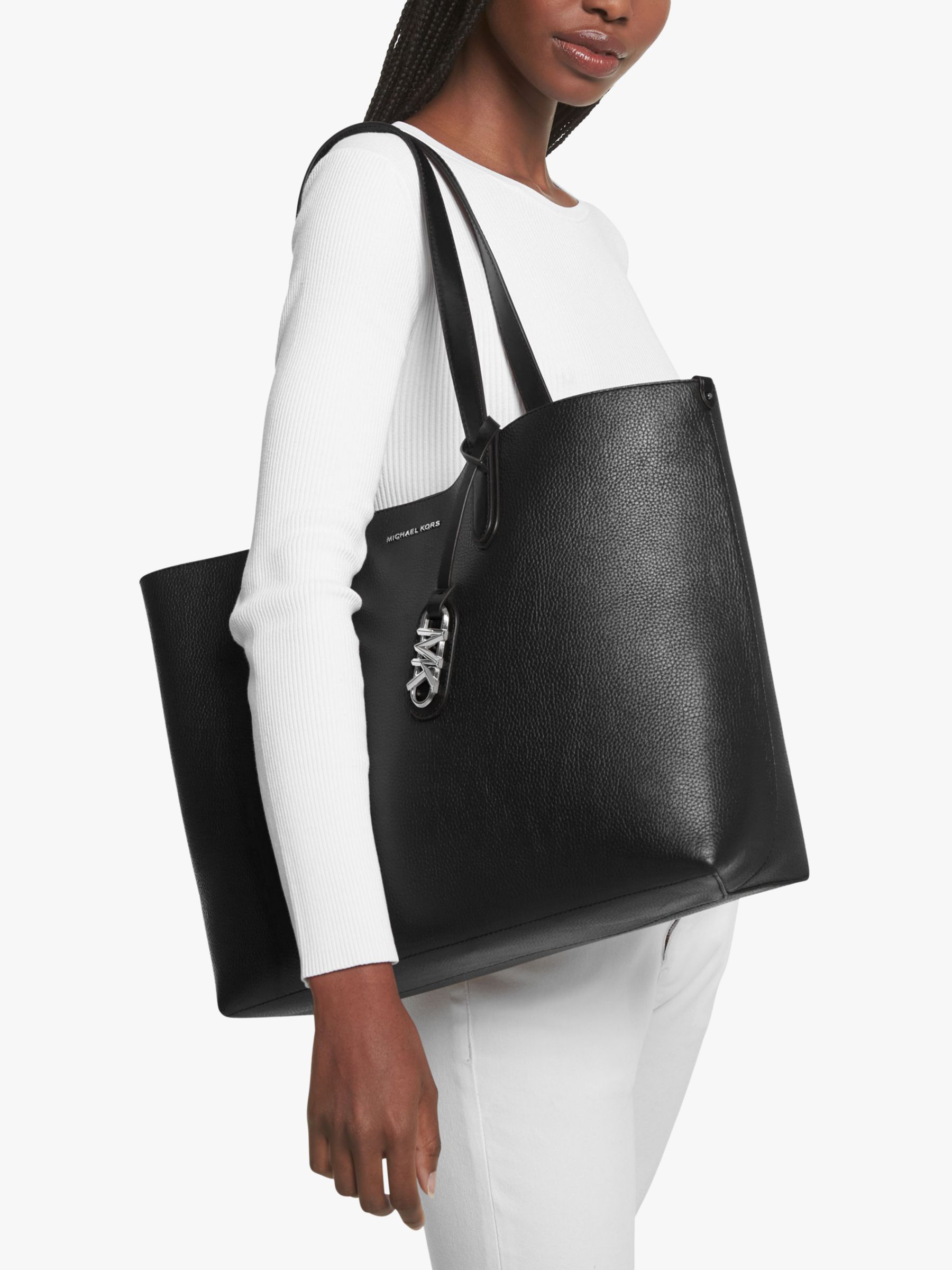 Michael Kors Eliza Leather Tote Bag, Black at John Lewis & Partners
