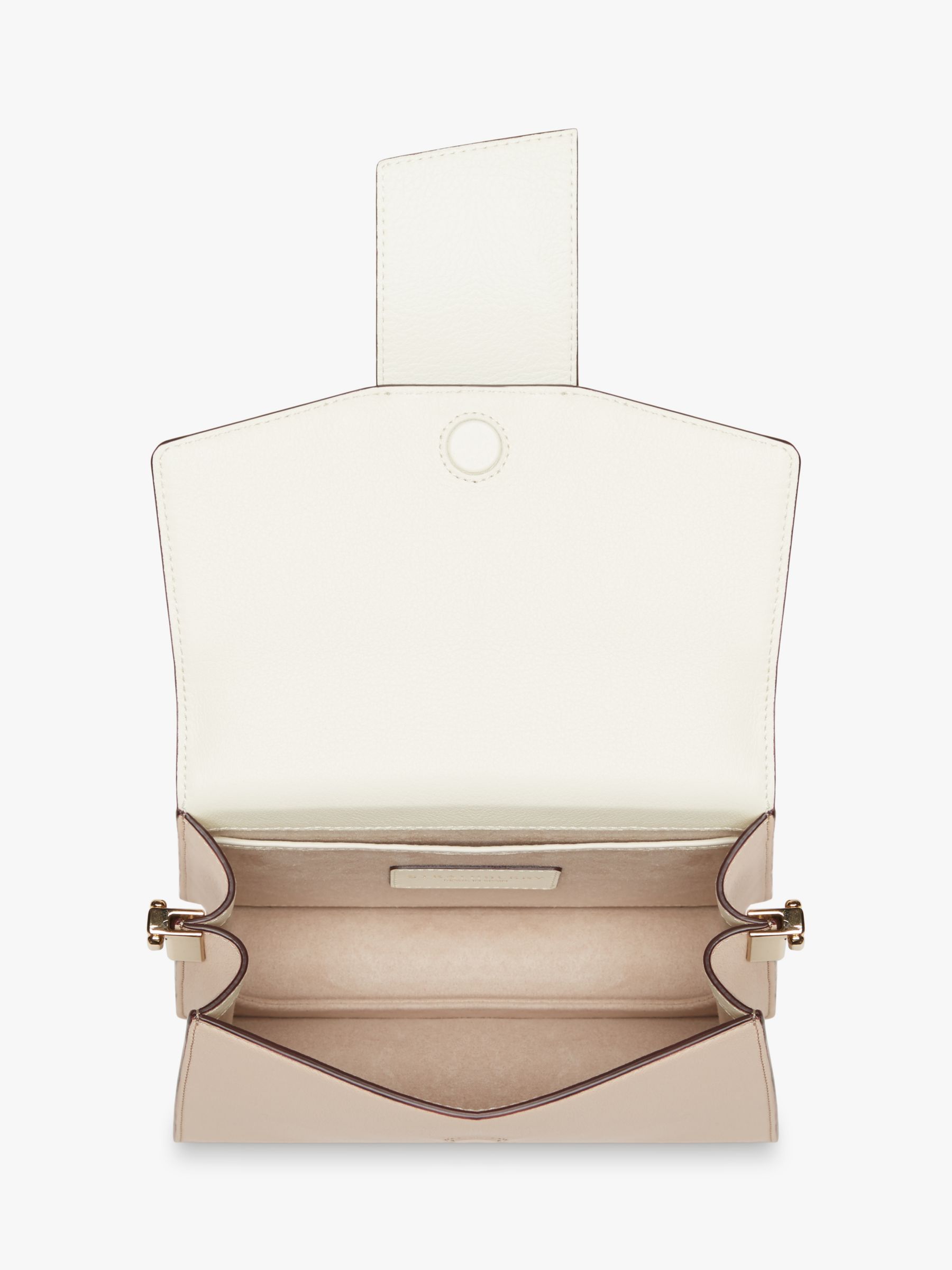 Strathberry Box Crescent Bicolor Leather Shoulder Bag Vanilla Diamond
