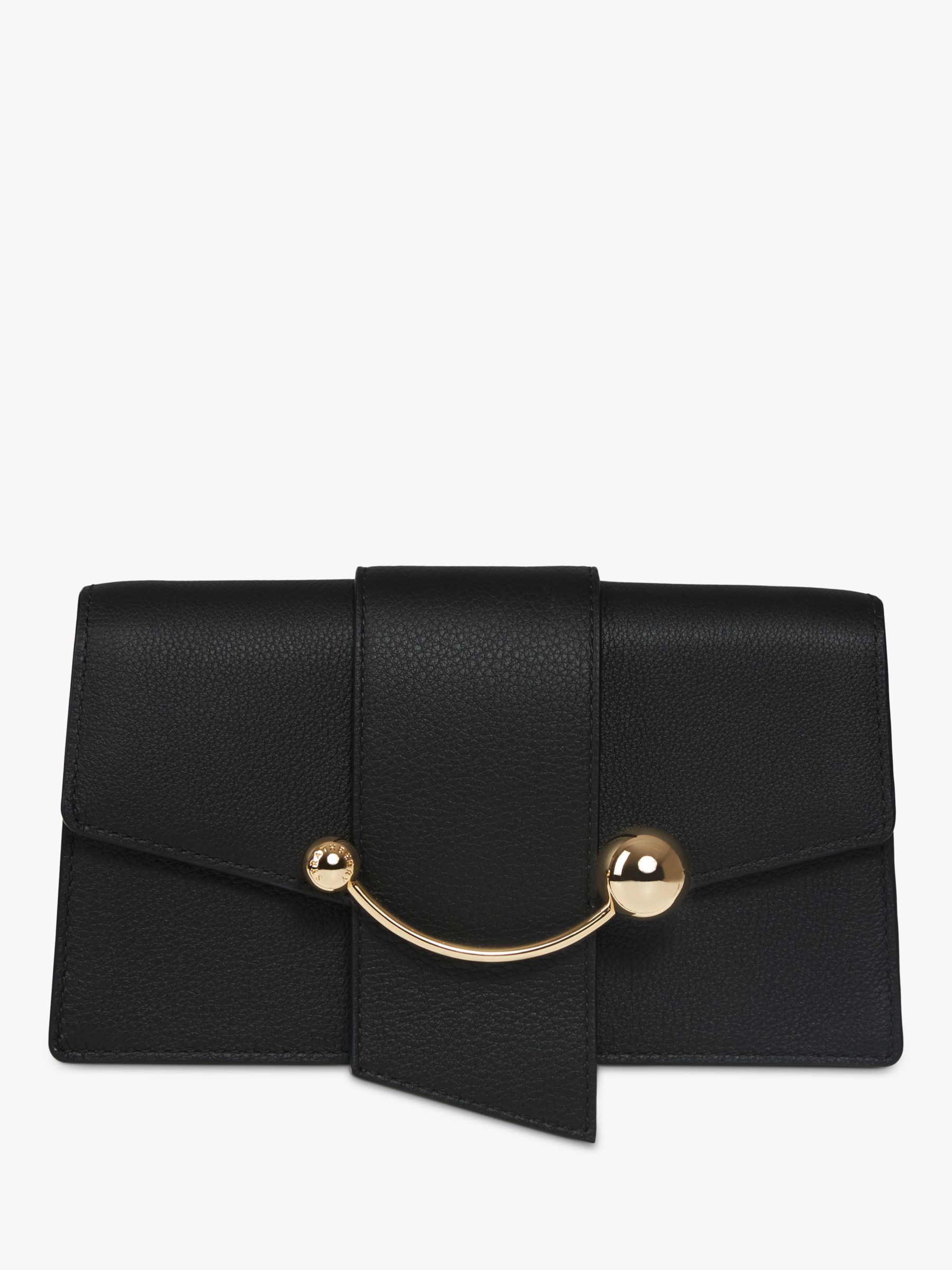 Strathberry Crescent Leather Shoulder Bag, Black at John Lewis & Partners