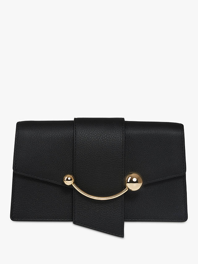 Strathberry Crescent Leather Shoulder Bag, Black