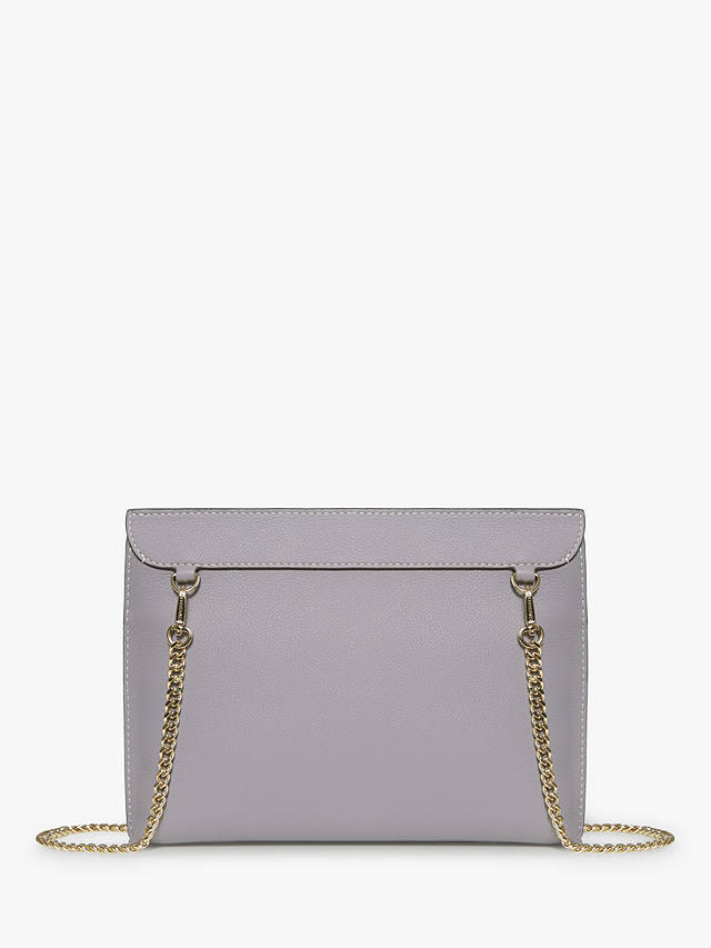 Strathberry Stylist Leather Clutch Bag, Frost Grey/Vanilla at John ...