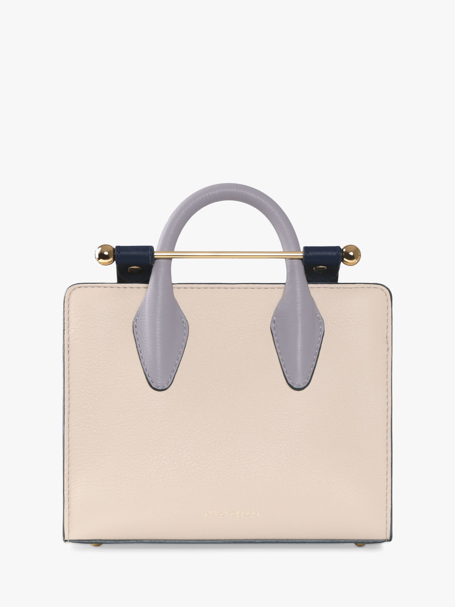 Buy Blue and Beige Nano Leather Tote, Strathberry