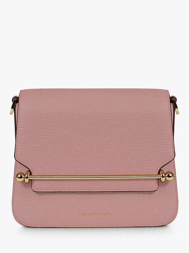 Strathberry Ace Mini Grained Leather Crossbody Bag, Blush Rose at John ...