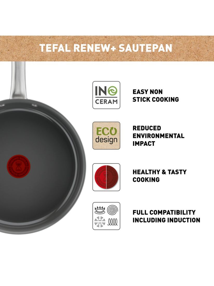 Tefal Renew On Sautepan 24 Cm + Lid Grey - Saucier & sauté pans