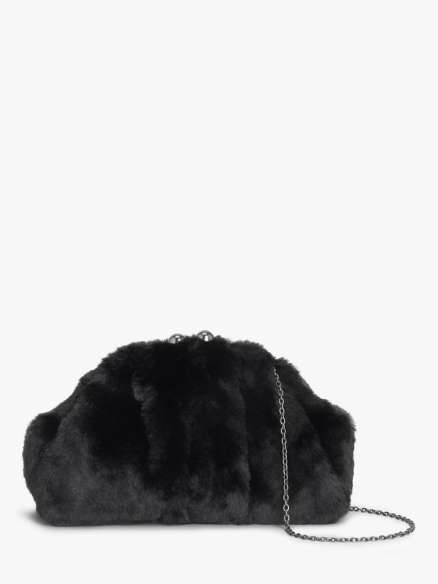 Black fur store clutch bag