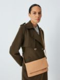 John Lewis Leather Mistry Large Clutch Bag, Camel