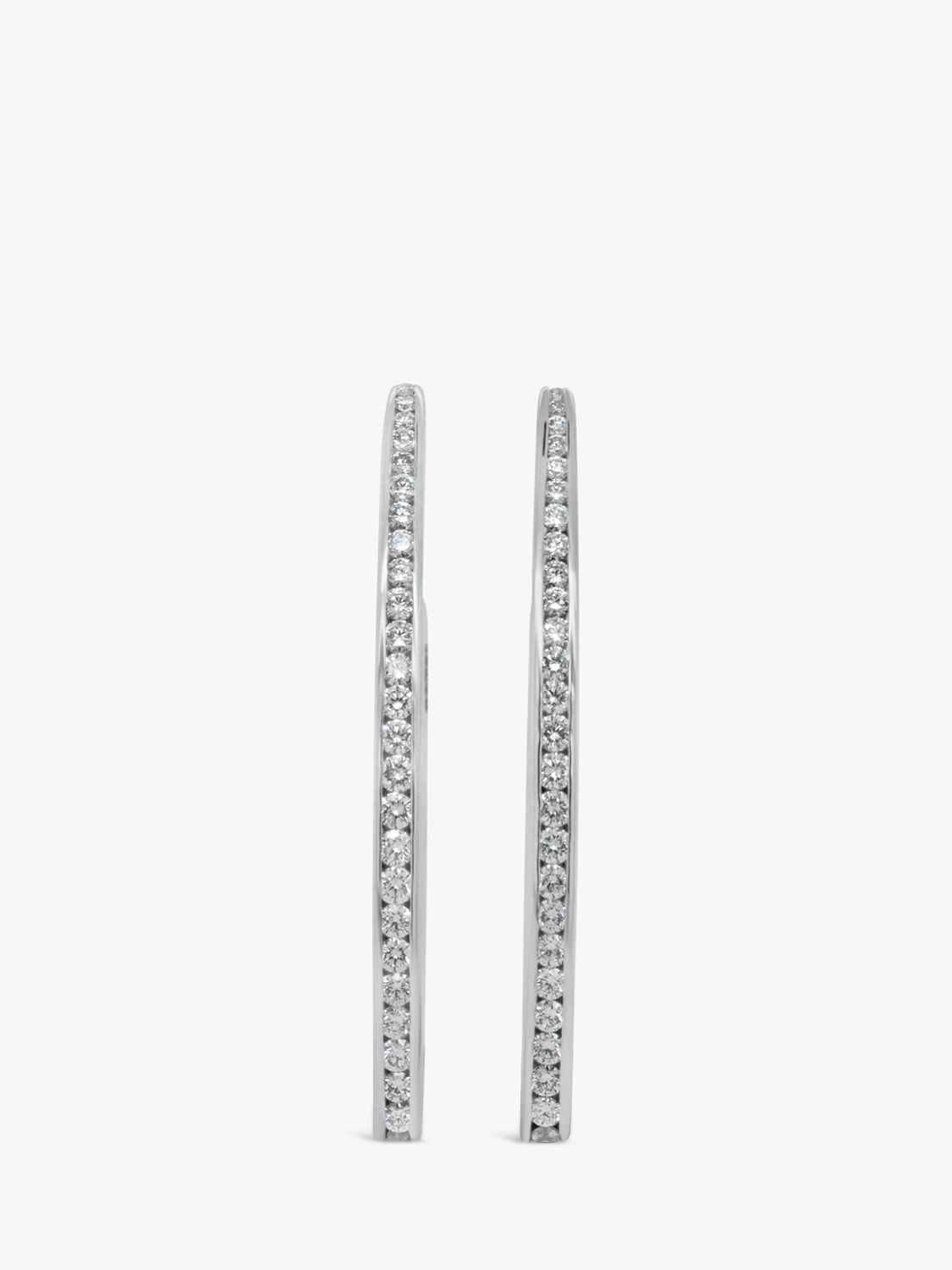 Milton & Humble Jewellery Second Hand Berao 18ct White Gold Diamond Elongated Demi Hoop Earrings