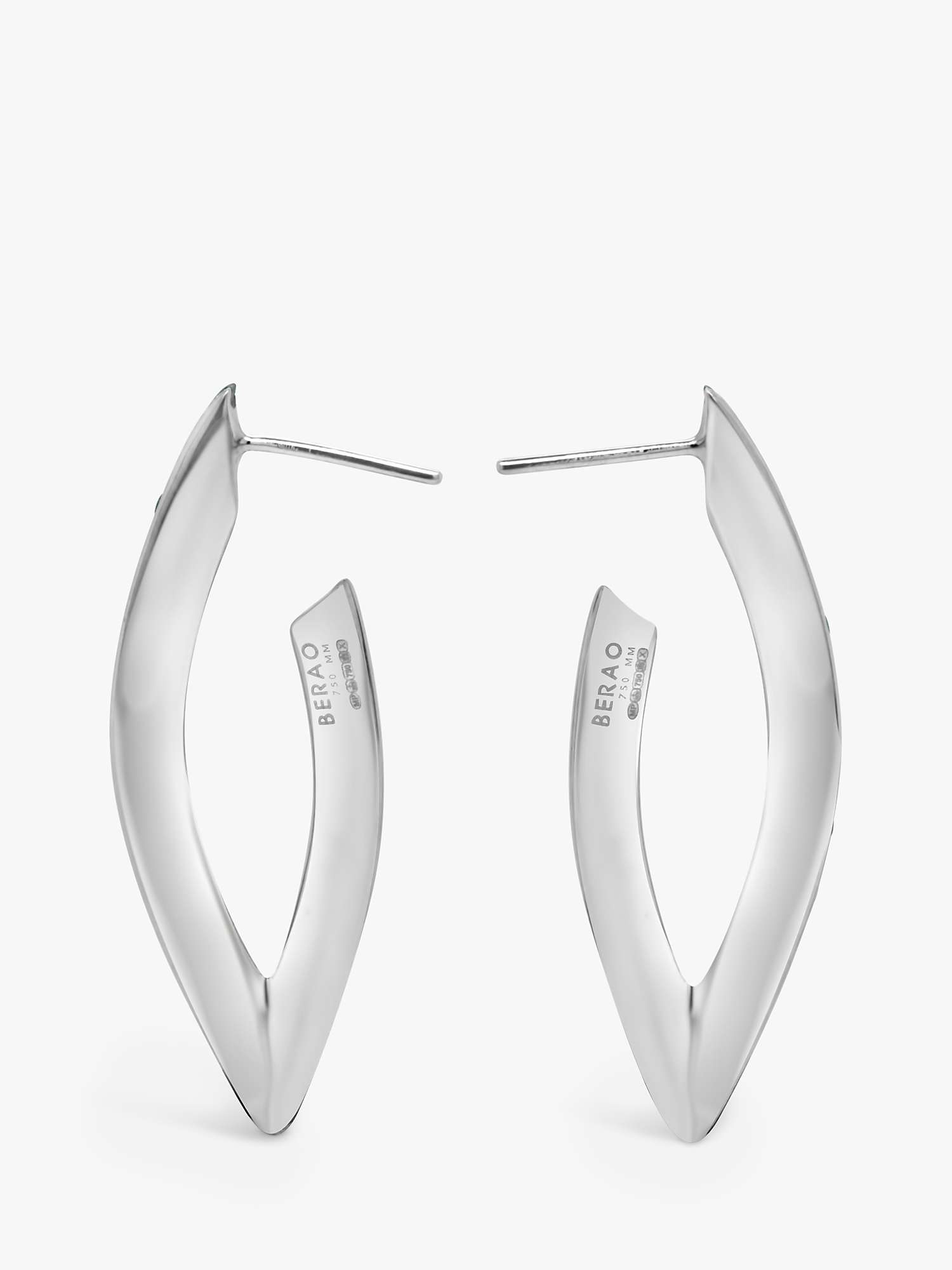 Buy Milton & Humble Jewellery Second Hand Berao 18ct White Gold Diamond Elongated Demi Hoop Earrings Online at johnlewis.com