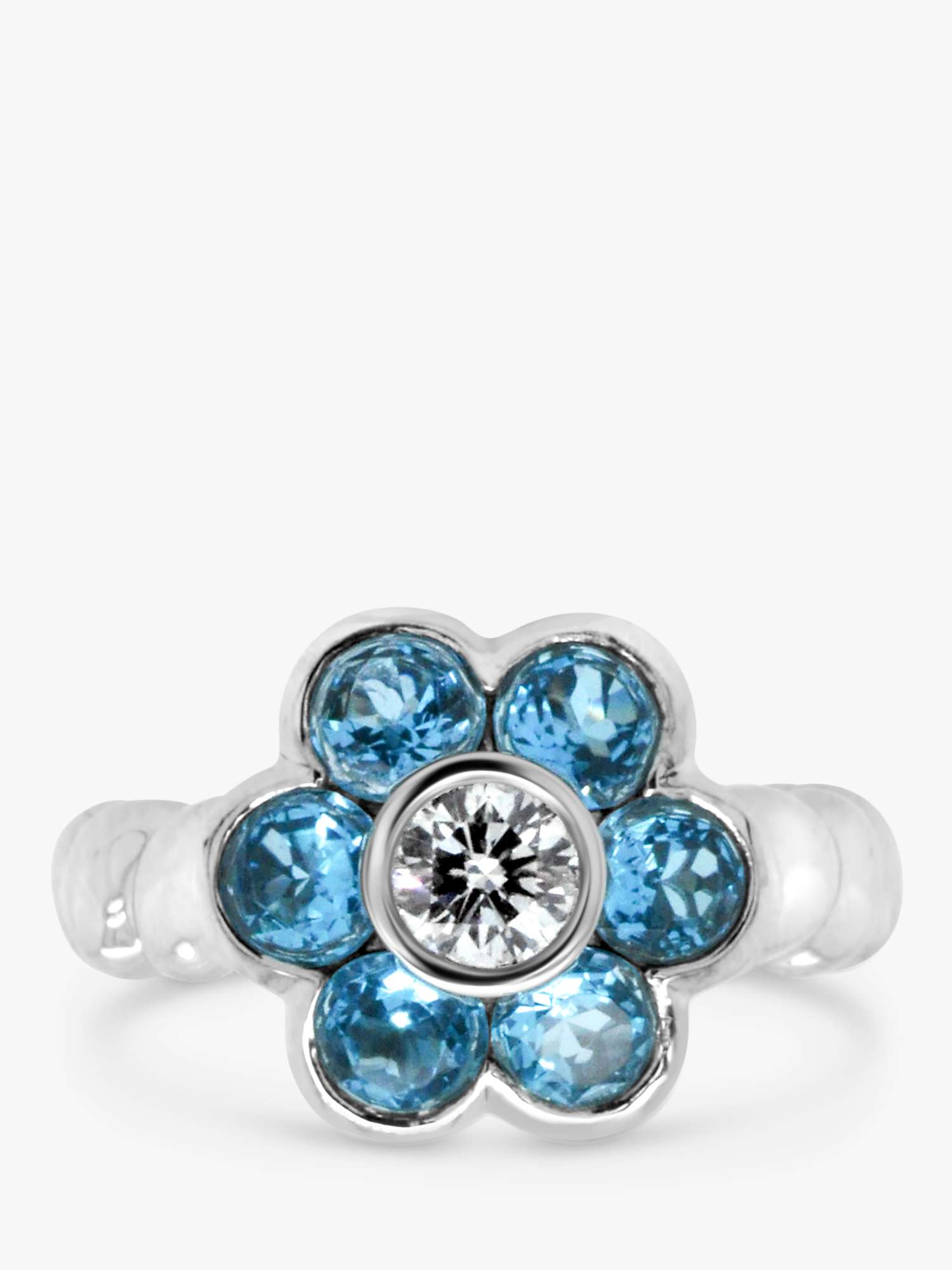 Buy Milton & Humble Jewellery Second Hand 18ct White Gold Topaz & Diamond Floral Cluster Ring Online at johnlewis.com