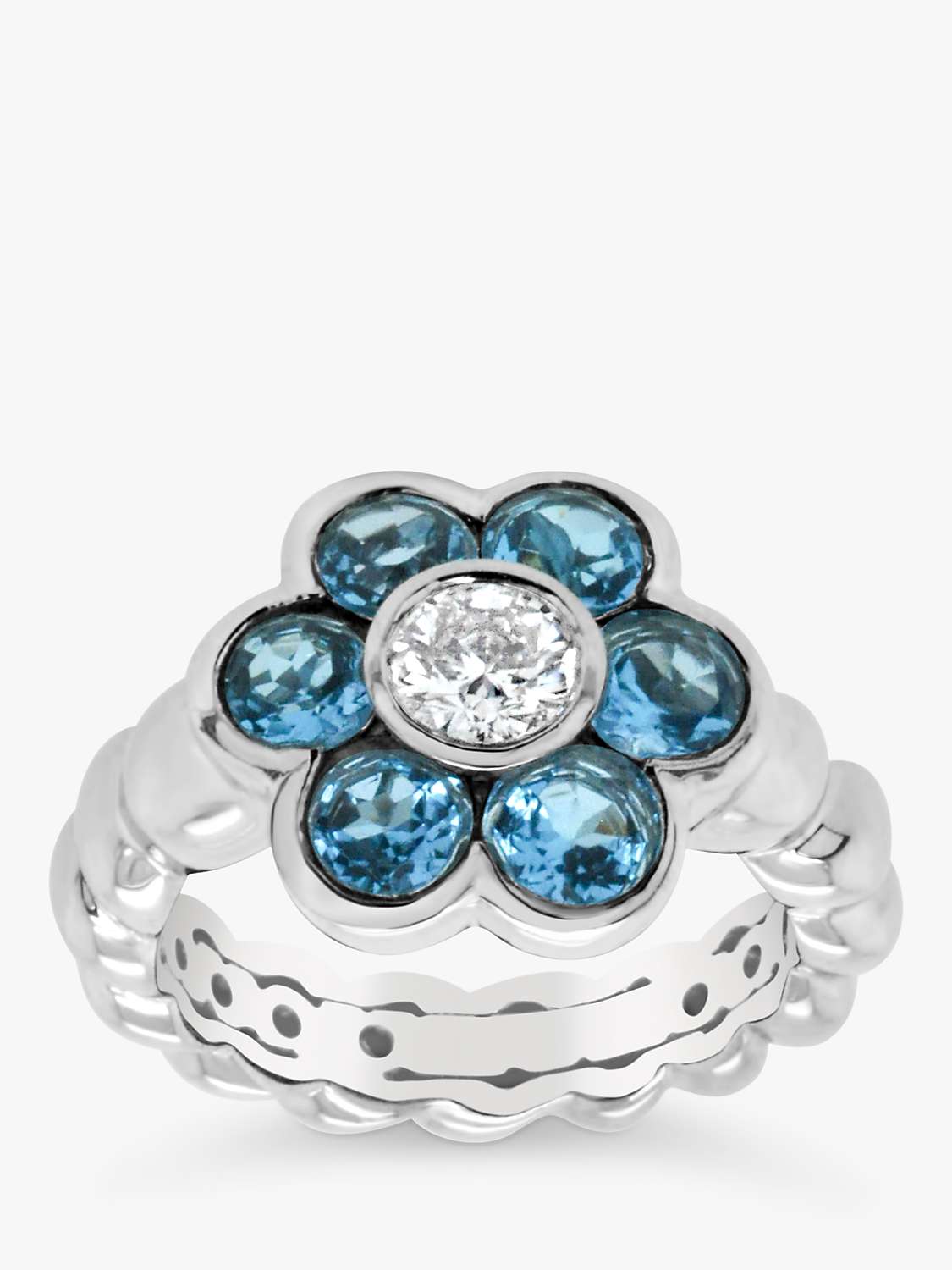 Buy Milton & Humble Jewellery Second Hand 18ct White Gold Topaz & Diamond Floral Cluster Ring Online at johnlewis.com