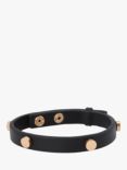 AllSaints Leather Studded Bracelet, Black/Warm Brass