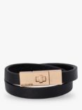 AllSaints Leather Wrap Turnlock Bracelet, Black/Warm Brass