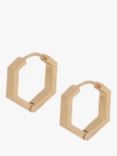 AllSaints Hexagon Huggie Hoop Earrings, Warm Brass