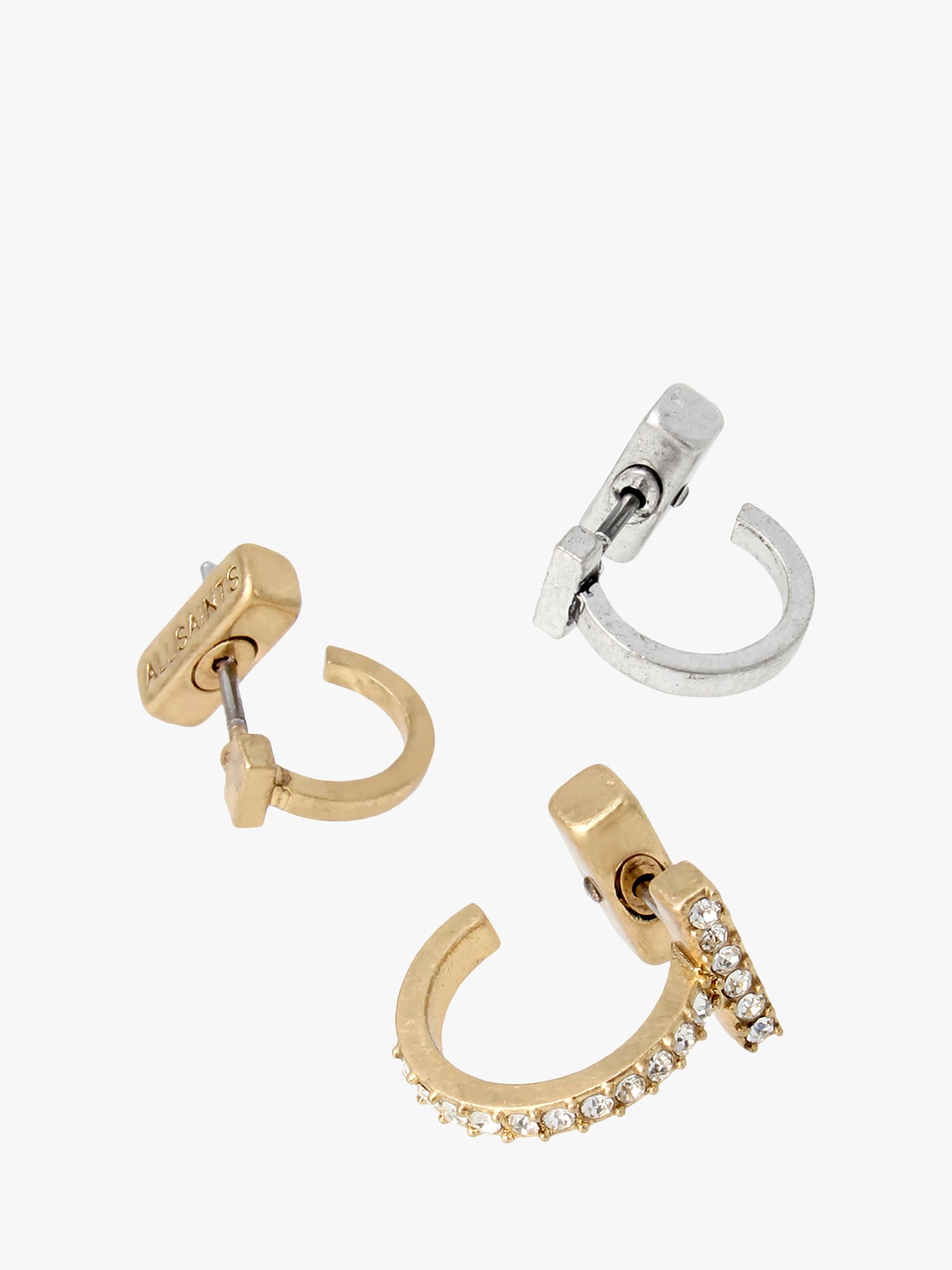 Buy AllSaints Huggie Slip On Hoop Earrings, Pack of 3, Multi Online at johnlewis.com